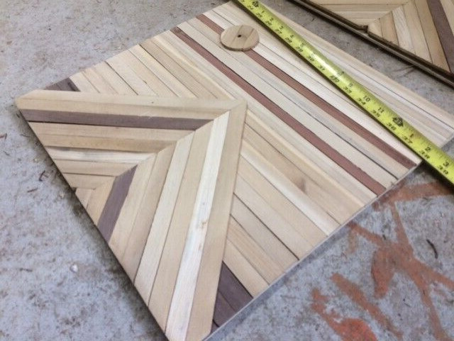 wood strip mountain scene wall art
