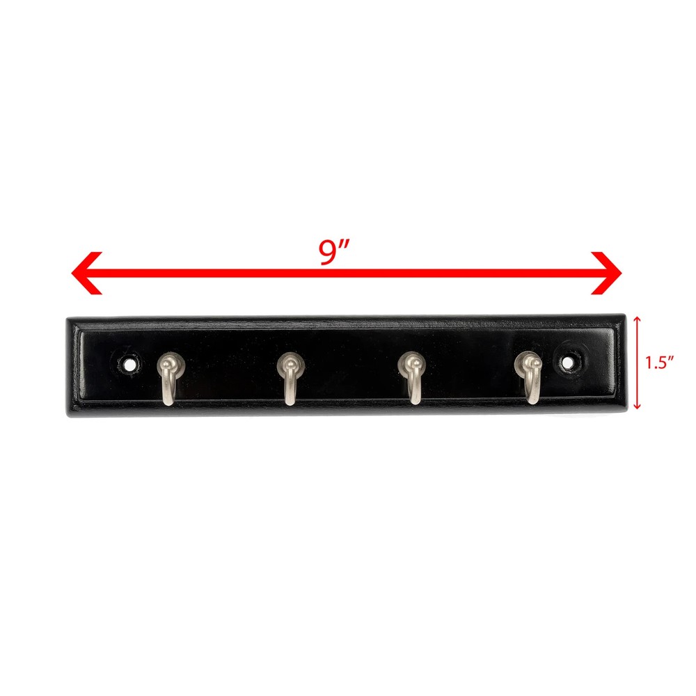4 Hook Key Rack With Chrome Hooks Elegant & Sturdy Hardware Included