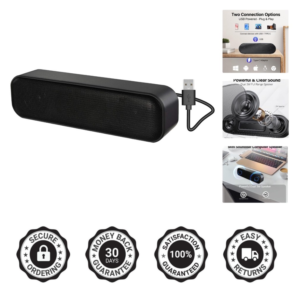 Updated Computer Speaker, USB Powered Speaker for Desktop,Windows PC,Mac. Por...