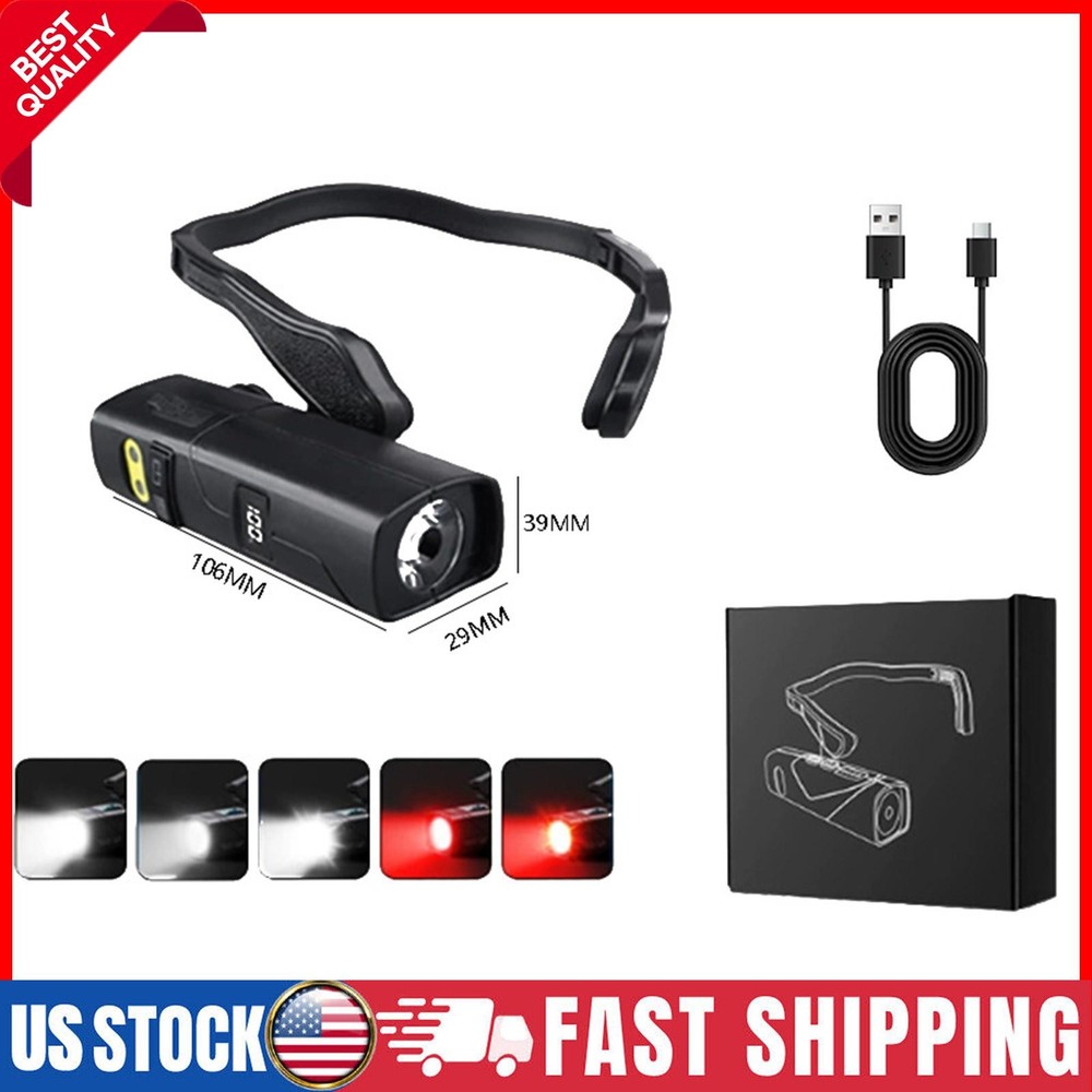 LED Rechargeable Ear Worn Headlamp w/Red Light Motion Sensor Headlight US