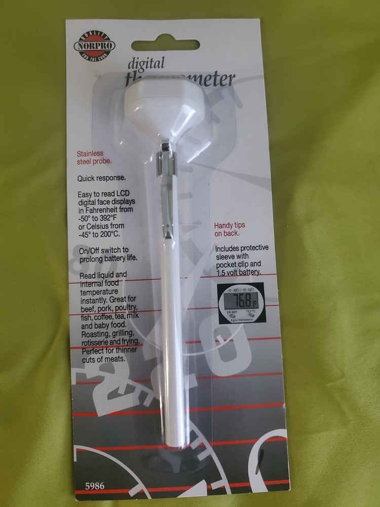 Norpro Digital Thermometer, White, Stainless Steel Probe