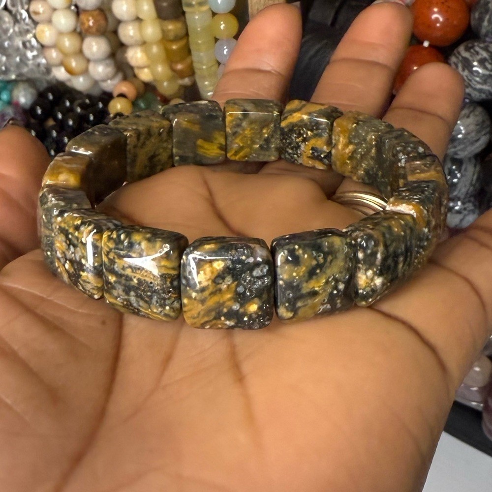 Fish ocean Jasper soft bangle 7’