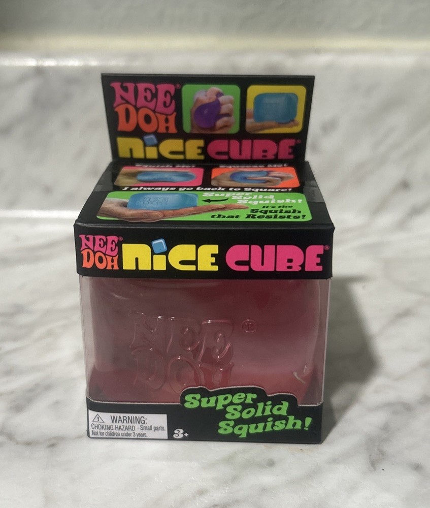 Needoh Nice Cube Pink -Sensory Squeeze Toy with Super Solid Squish - 2.25" Cube