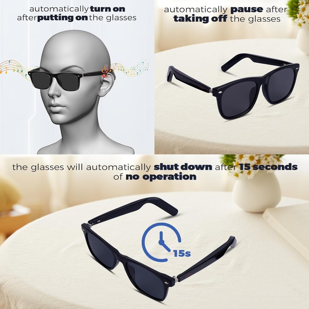 Gafas inteligentes polarizadas: audio, control táctil, Bluetooth 5.0.