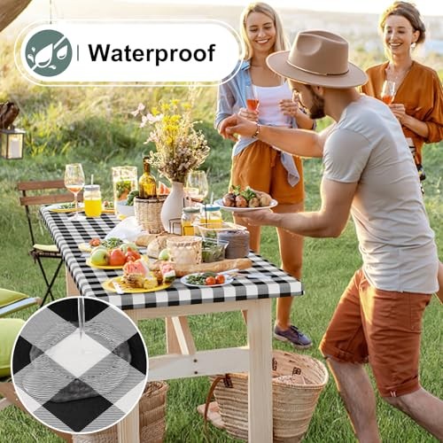 Buffalo Rectangle Picnic Tablecloth, 6 72" x 30" (Rectangular) Black & White