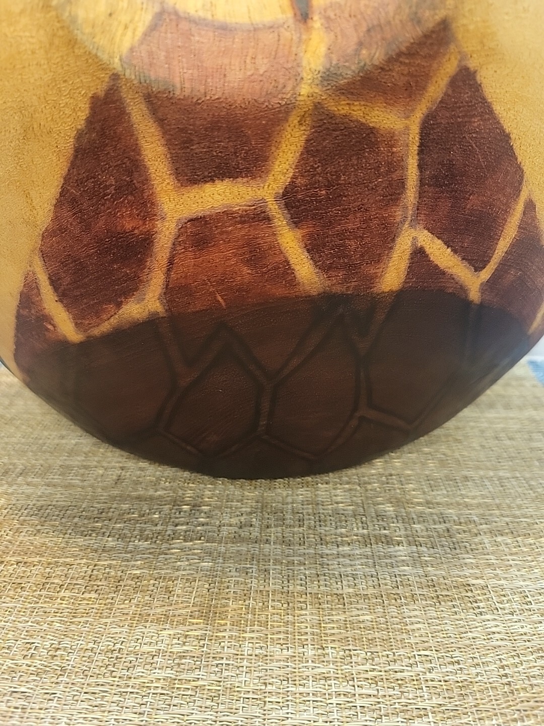 Hand Carved & Hand Painted Animal Print South Africa 11.25" Wooden Bowl