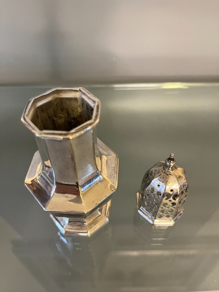 English Octagonal Silverplate Sugar Caster