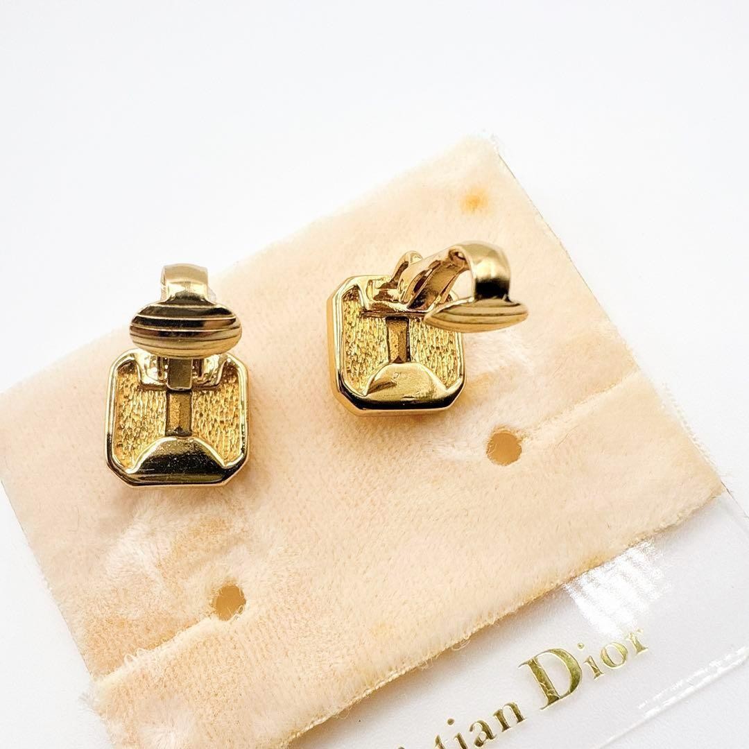 Christian Dior Earrings Pink Stone Crystal Rhinestone Gold Metal Accessories