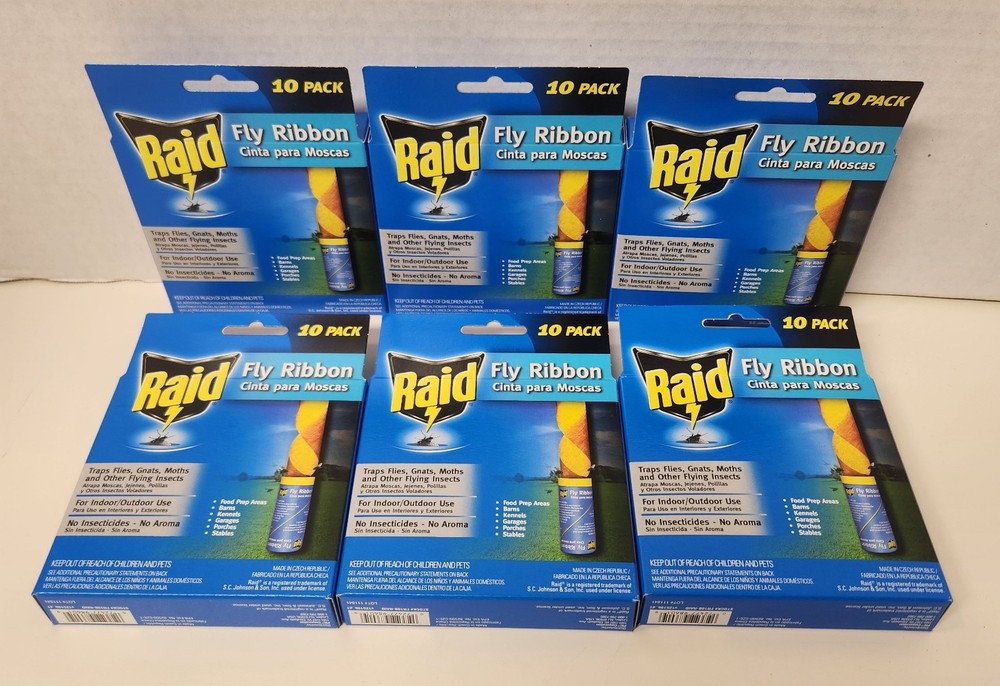 Raid Fly Ribbon Trap 10-Pack, 60 Count, 6 Boxes