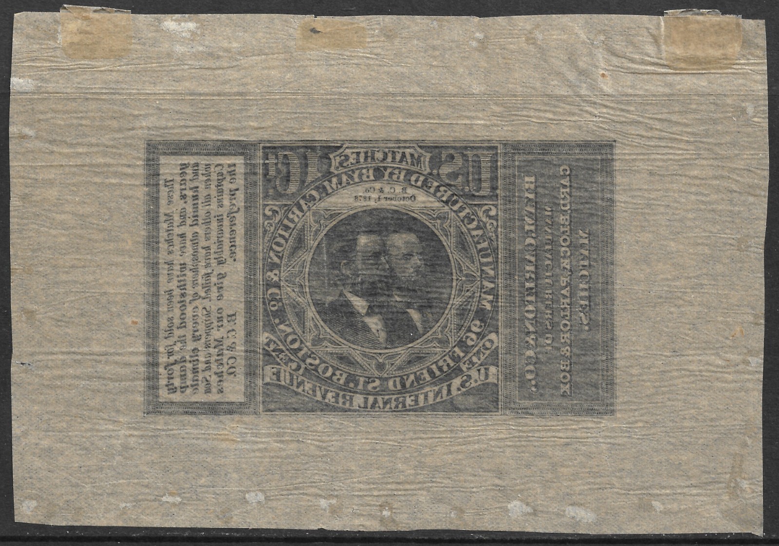 US Scott RO56 Byam, Carlton Co. Match Tax Revenue Private Die Proprietary 1878.