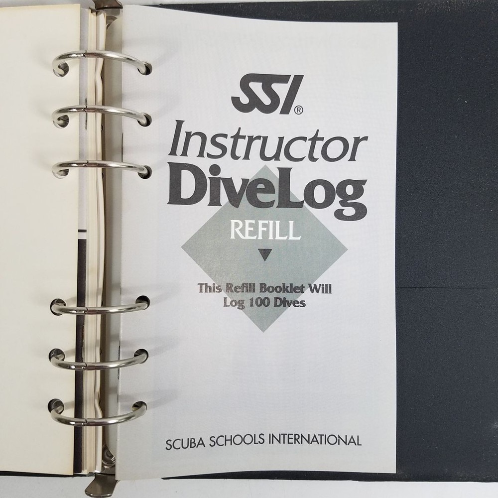 SSI Instructor Divelog Folding Binder & Tabs 100 Dive Refill Log