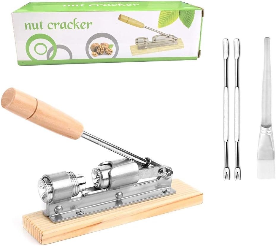EGETOTA Heavy Duty Nutcracker Pecan Walnut Opener with Picks Brush Desktop Tool