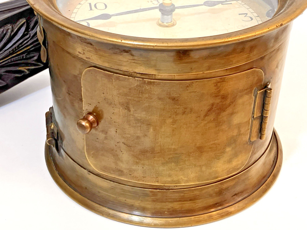 Timeworks Two Sided Nautical Wall Clock Brass Repro