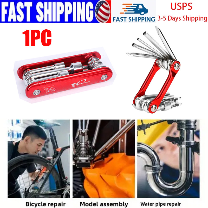 1PCS Multi - function 6 - in - 1 Folding Hex Nut Driver Socket Wrench Set