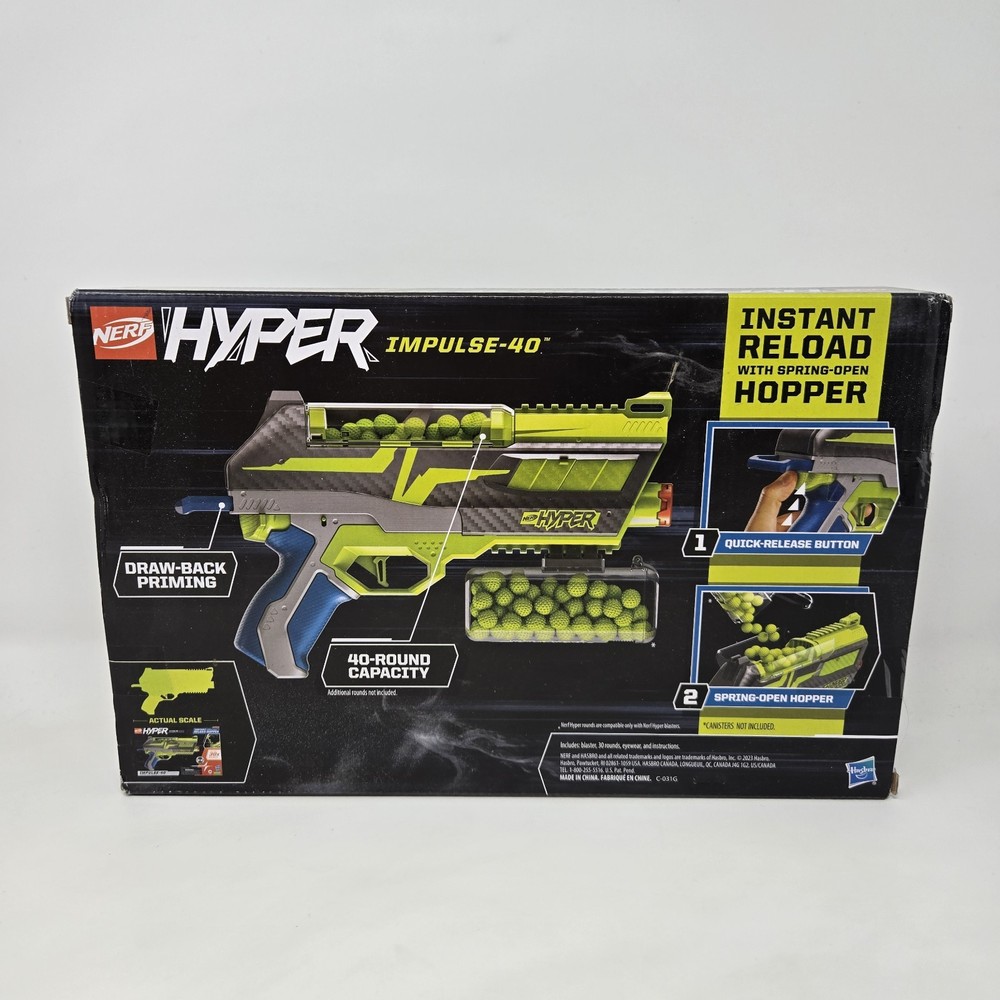 Nerf Hyper Impulse-40 Blaster Spring-Open Hopper Instant Reload 30 Rounds NEW