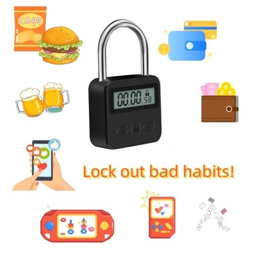 Electronic Metal Timer Lock - LCD Display Padlock, USB Rechargeable Security Loc