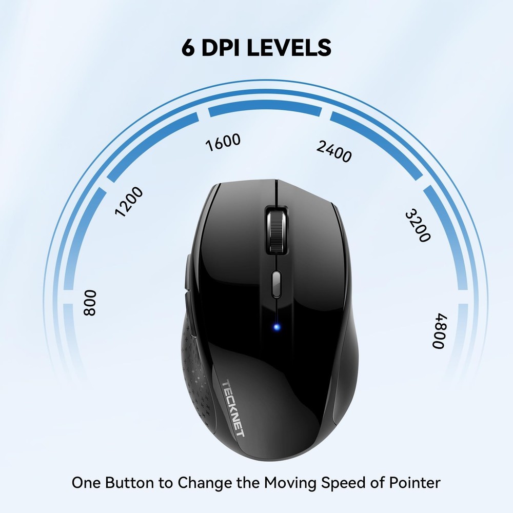 Bluetooth Mouse, 4800 DPI Wireless Mouse, 2-Year Battery 6 Adjustable DPI, 6 ...