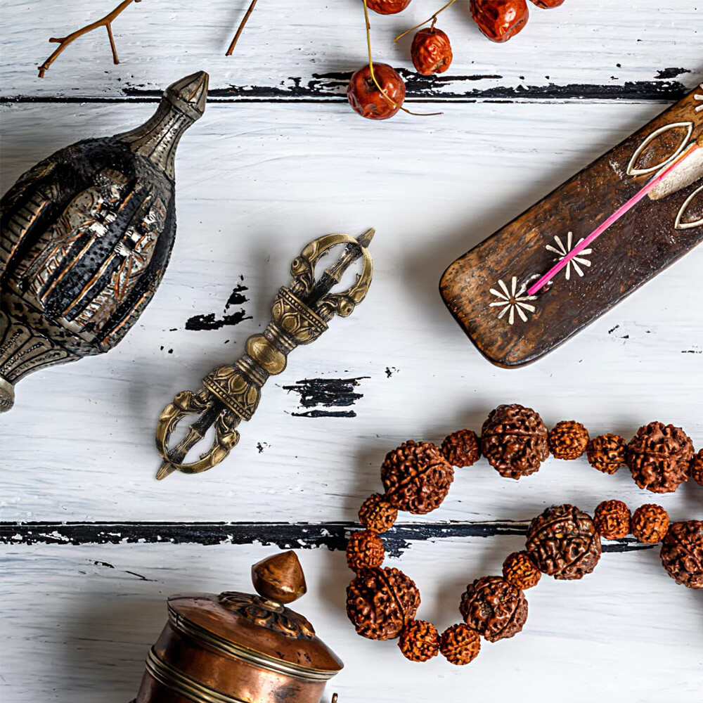 Tibetan Buddhism Dorje Vajra Phurba: Brass Amulet Handmade Nepal Collectibles US