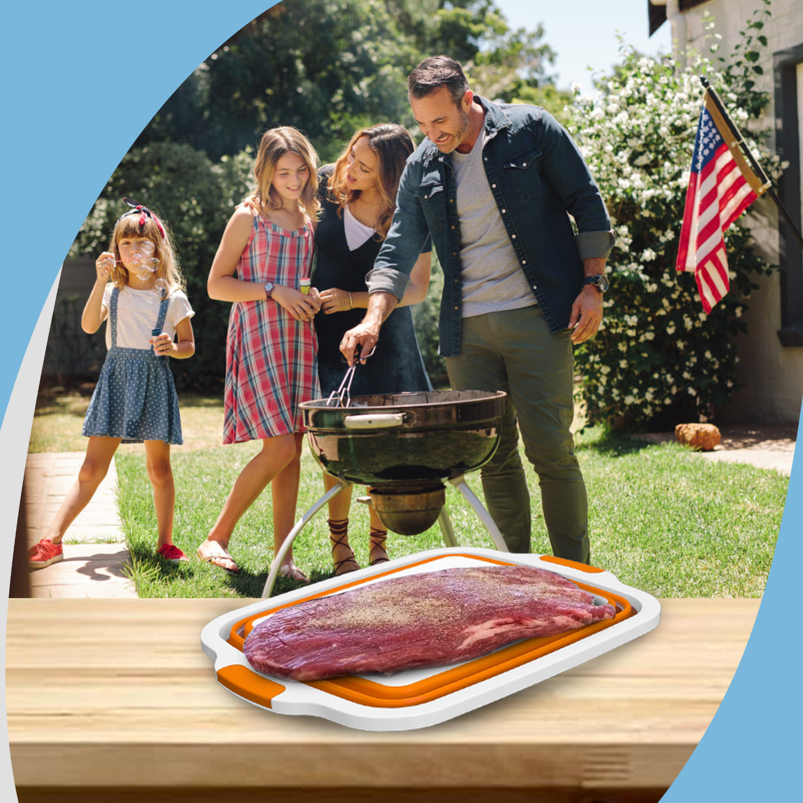 HAVENITY BBQ Prep Tub, 16L & 8L Multifunctional Camping Cutting Board with lid