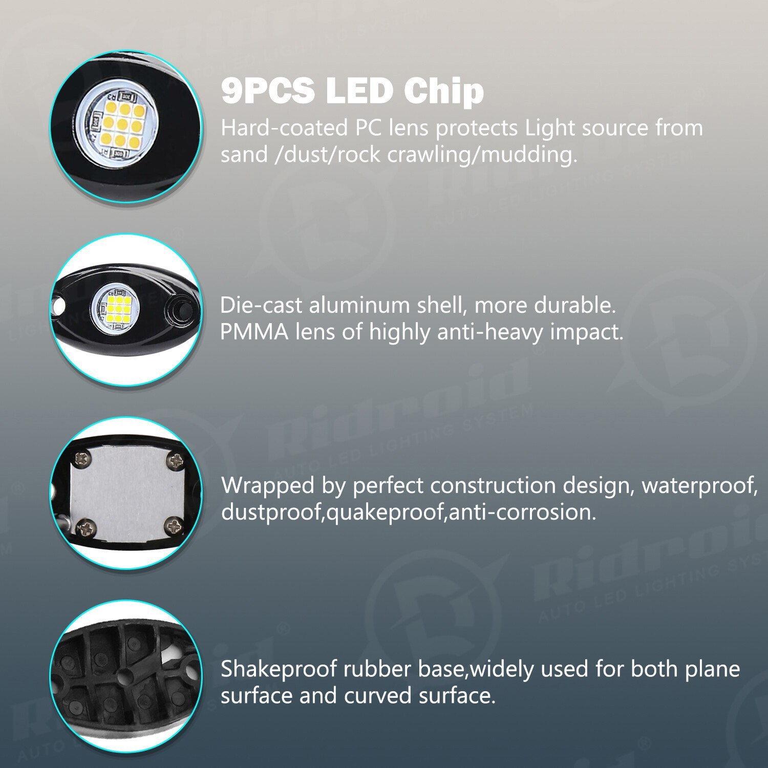 8X White LED Rock Lights Underbody Trail Rig Glow Lamp Offroad SUV Pickup Truck