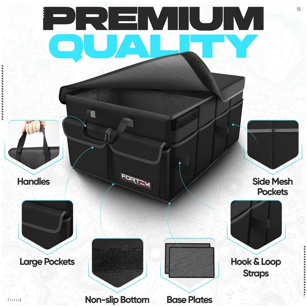 Car Trunk Organizer, Collapsible Multi-Compartment Storage for SUV Accessories