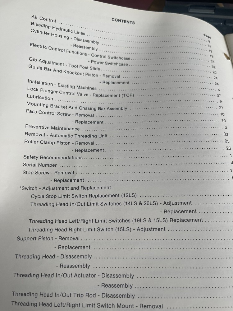 Hardinge Maintenance Manual for Automatic Threading Unit on Hardinge AHC