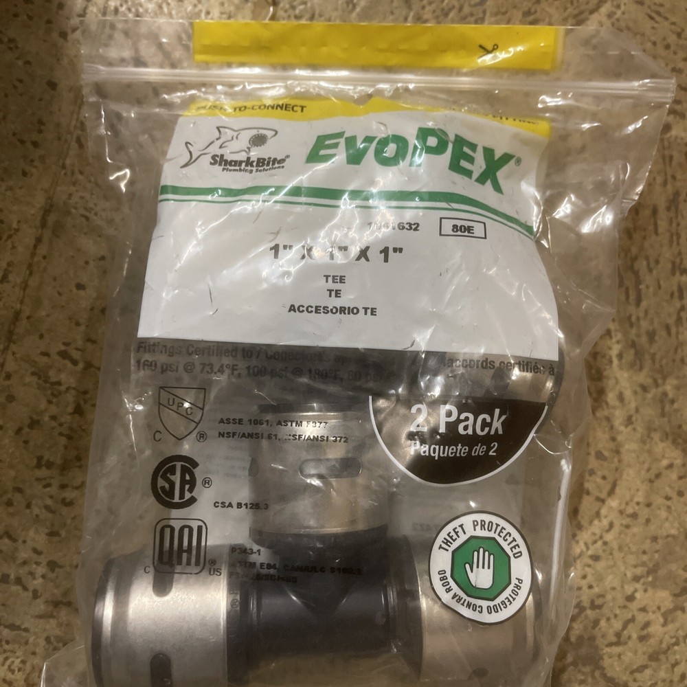 SharkBite (2 Pack) EvoPEX Tee 1" X 1" X 1'' Pex Only Fitting 1061632