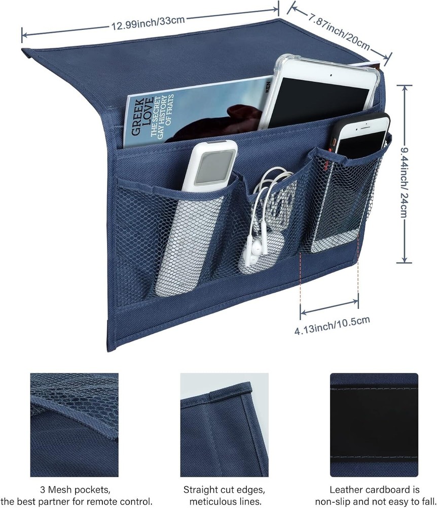 Bedside Caddy, Bedside Storage Table Cabinet Organizer, Remote Control Holder