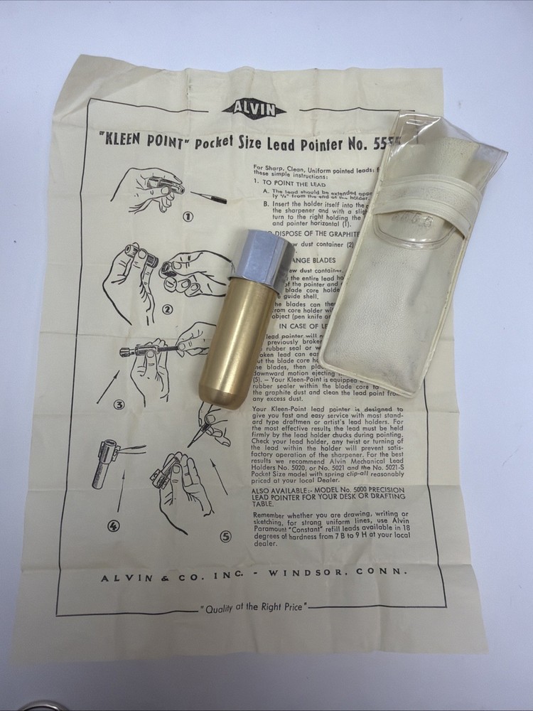Vintage Gold Silver  Alvin #5555 Lead Pointer Sharpener Made in Germany Drafting