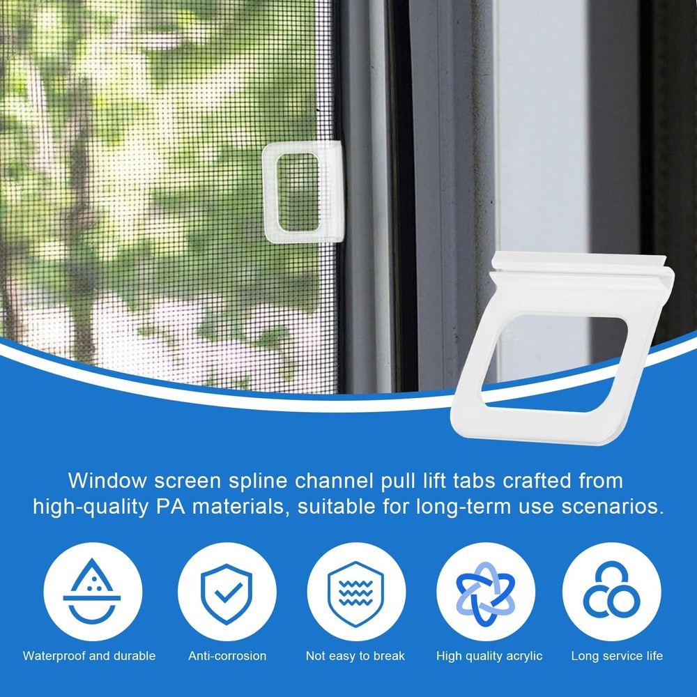 Window Screen Pull Tabs 20 Pack Clear Hollow Flat Spline Channel Pull Lift Ta...