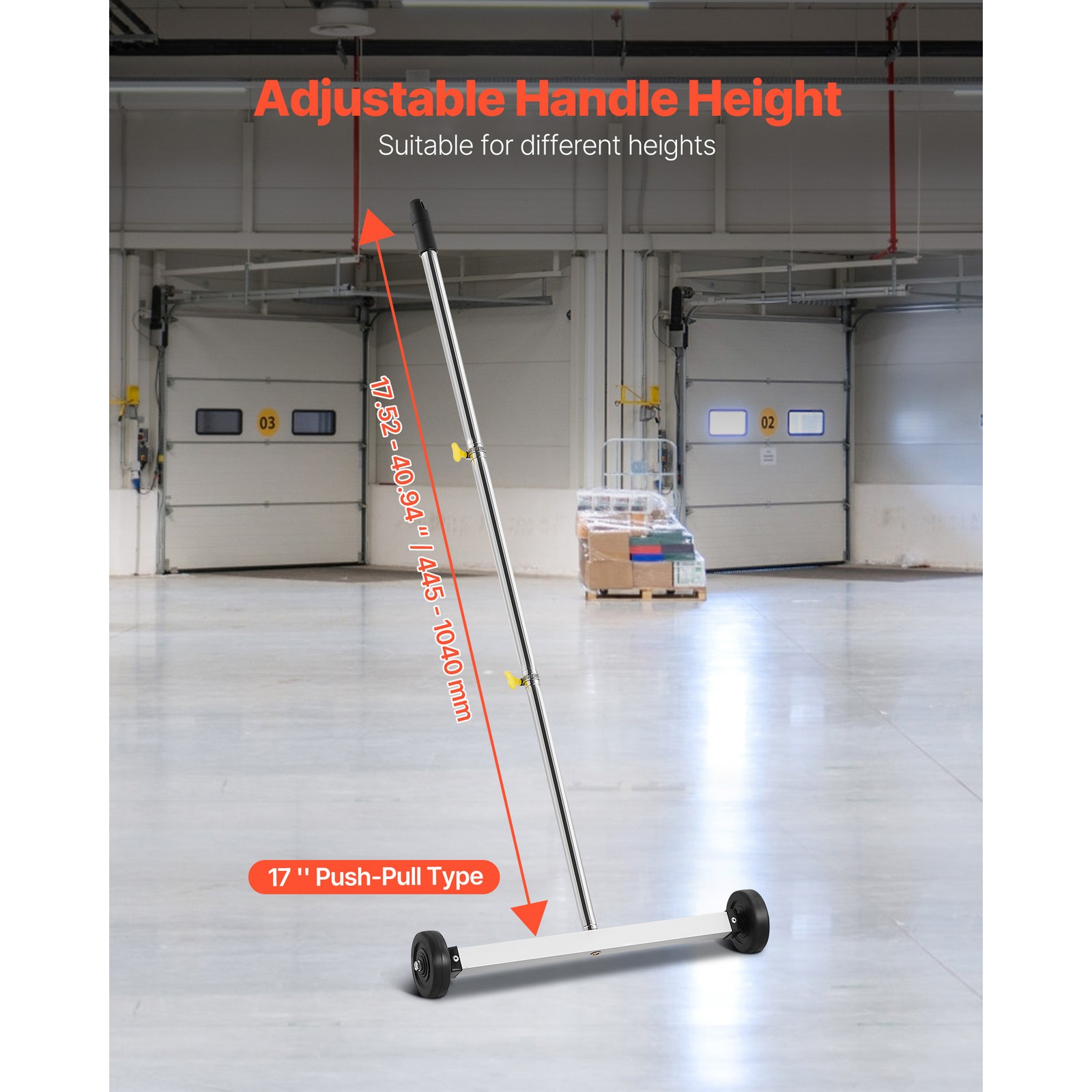 17" Rolling Magnetic Sweeper Picks up Tools Nails Screws Clips 10 lbs Capacity