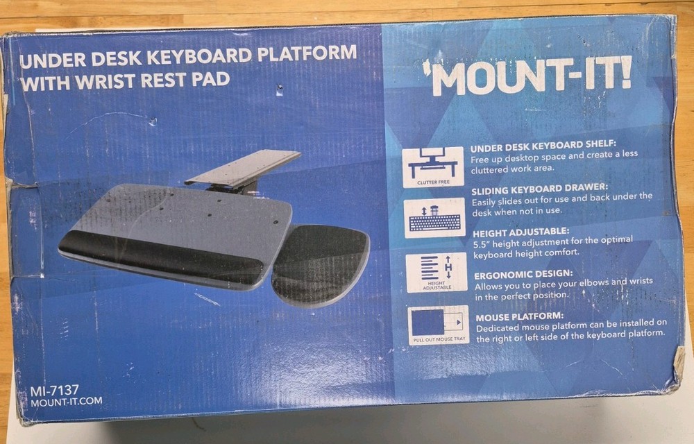 Mount-It! Under Desk Keyboard Platform With Wrist Support | MI-7149