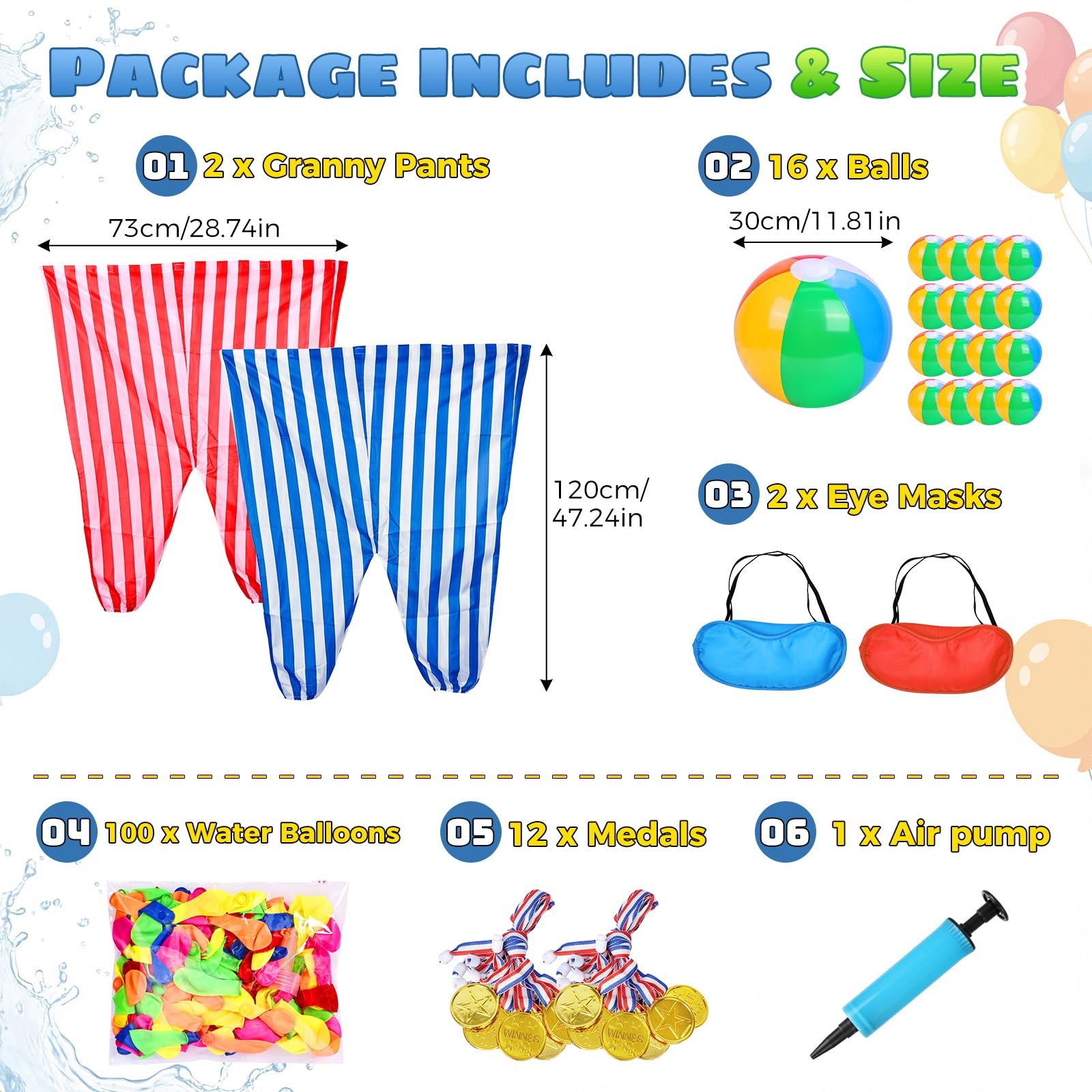 133 PCS Granny Pants Outdoor Game 2 Pack with 16 Balls, Granny Pants Yard Gam...