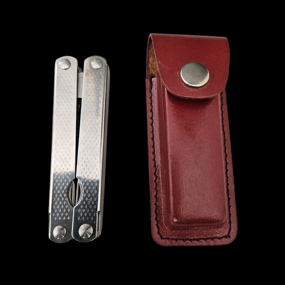 Pocket Portable Multi-tool Plier Knife More EUC With Brown Case