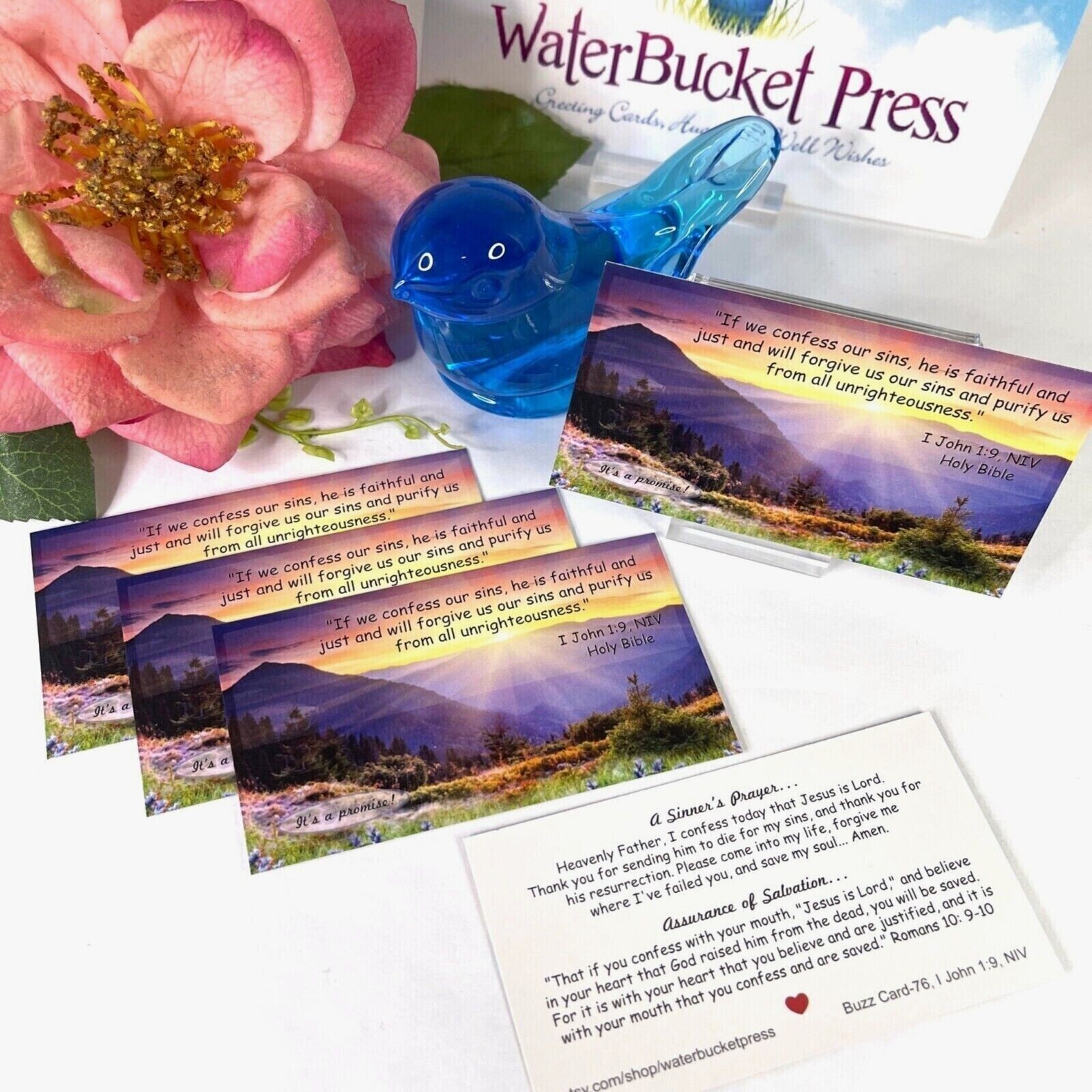 Pocket Prayer Cards, Bible Scripture Cards, A Sinner's Prayer Romans 10:9