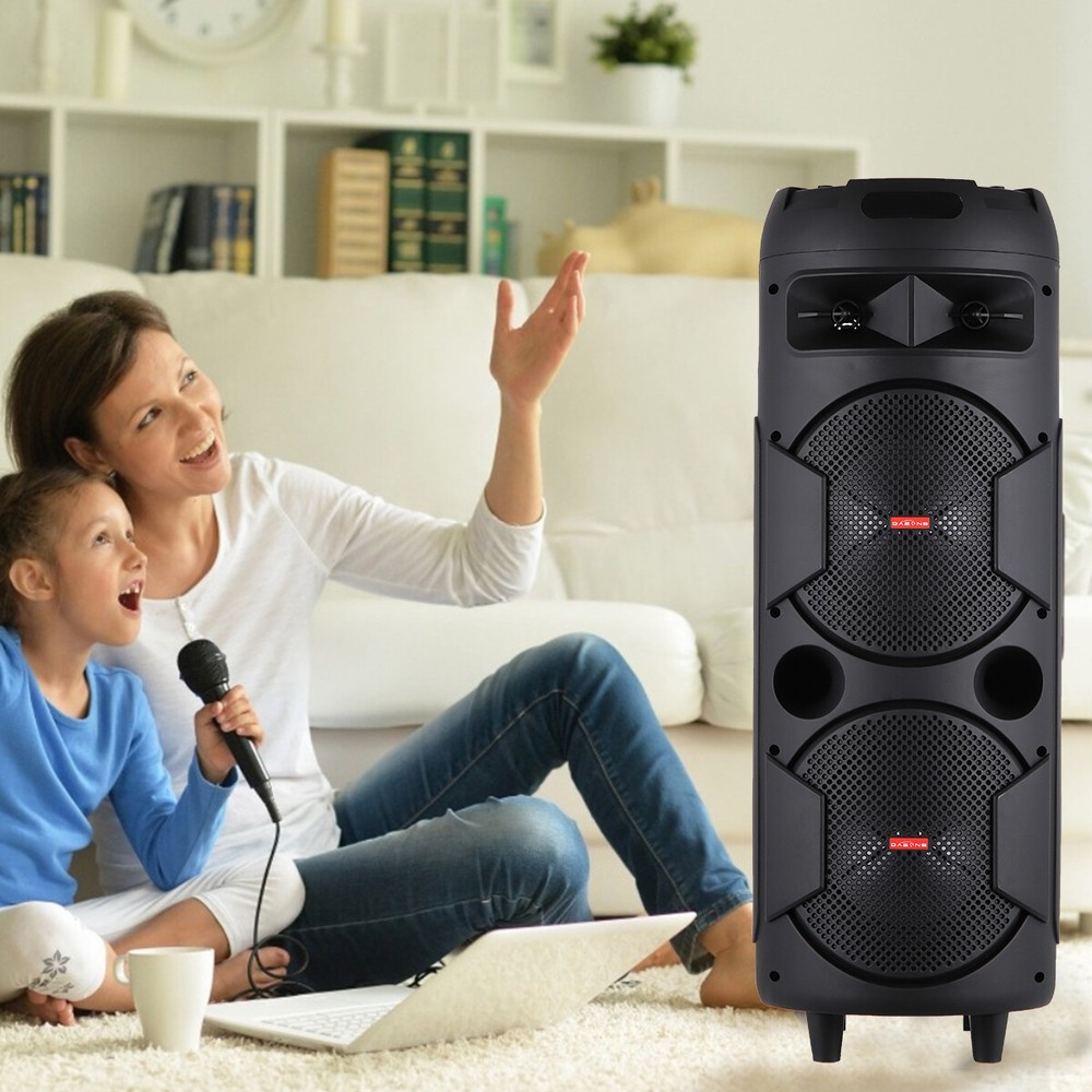 6000W Portable Bluetooth Speaker Dual Subwoofer Heavy Bass Sound System & Mic