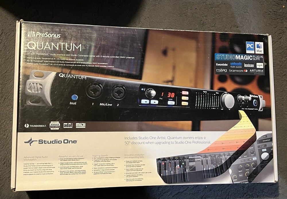 Presonus Quantum 26X32 Thunderbolt Audio Interface Power Cable Included Record