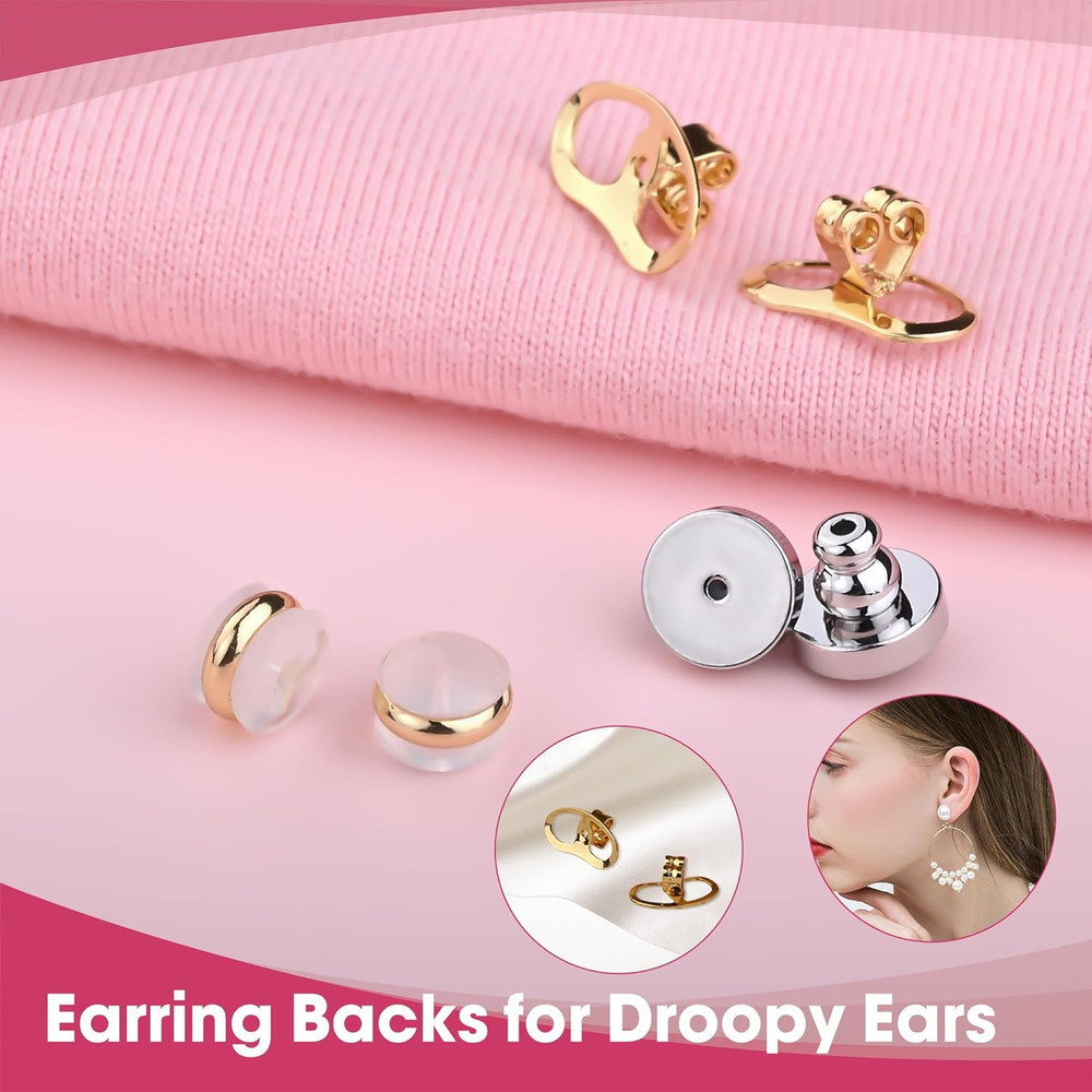 6 Pairs Earring Backs for Droopy Ears Locking Stud Supports