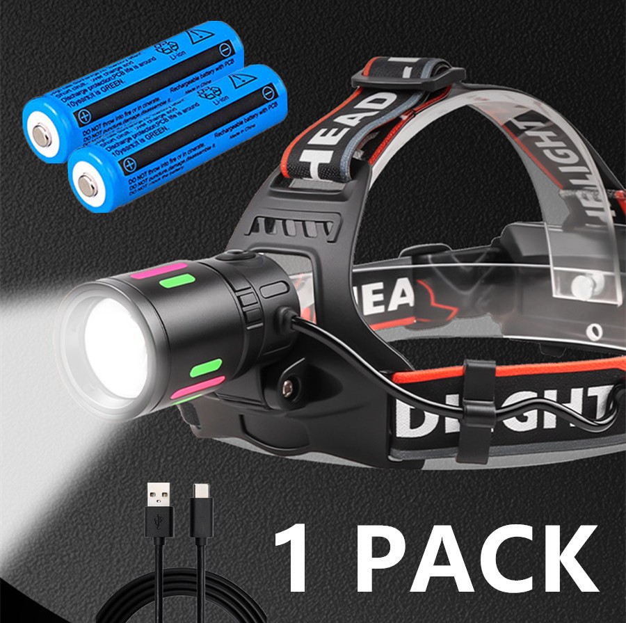 99000000LM Most Powerful LED Zoomable Headlamp Rechargeable Head Torch Headlight