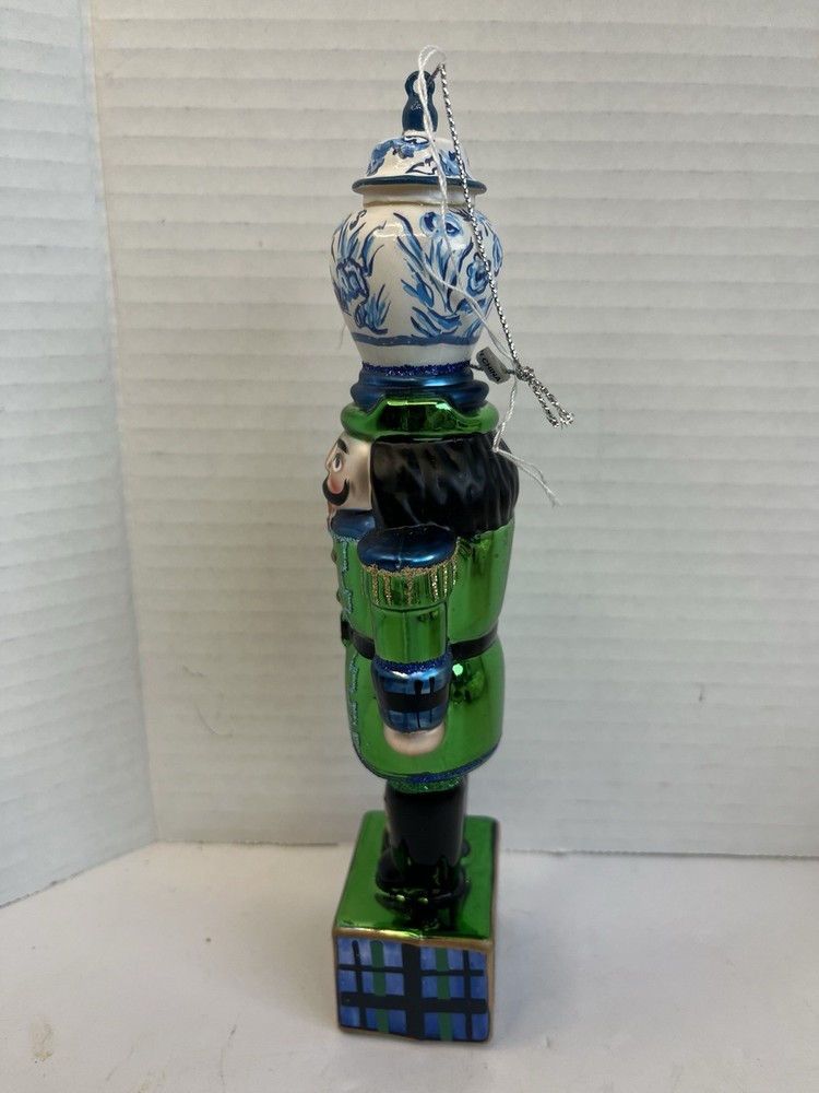 Raz 8” Black Watch Plaid Delft Nutcracker