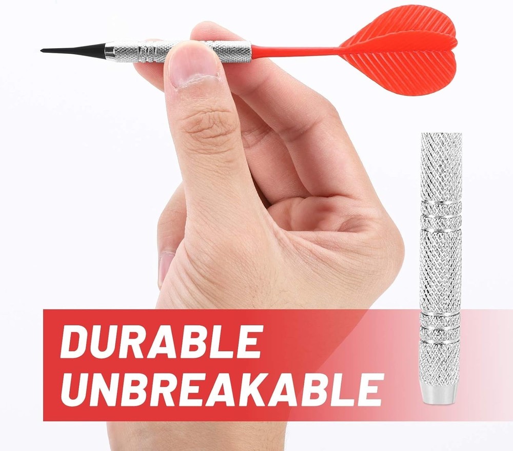 Soft Tip Darts Set - 12 Count with 100 Replacement Tips, Unisex, Silver