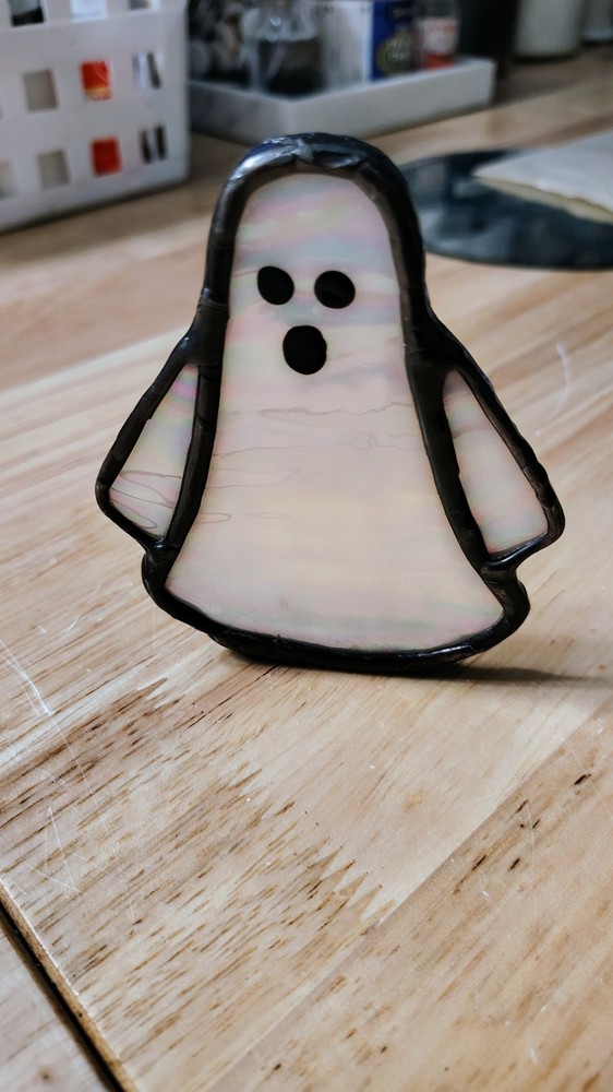stained glass ghost tea light holder