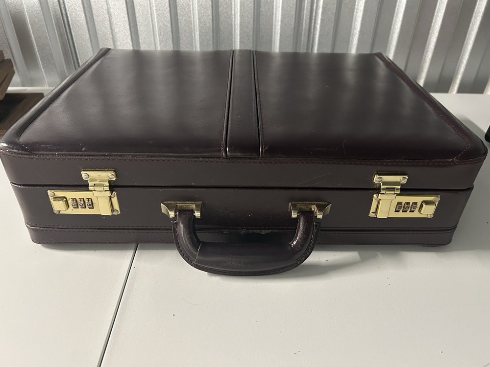 Heritage Burgundy Expandable Leather Attache Locking Combination Briefcase