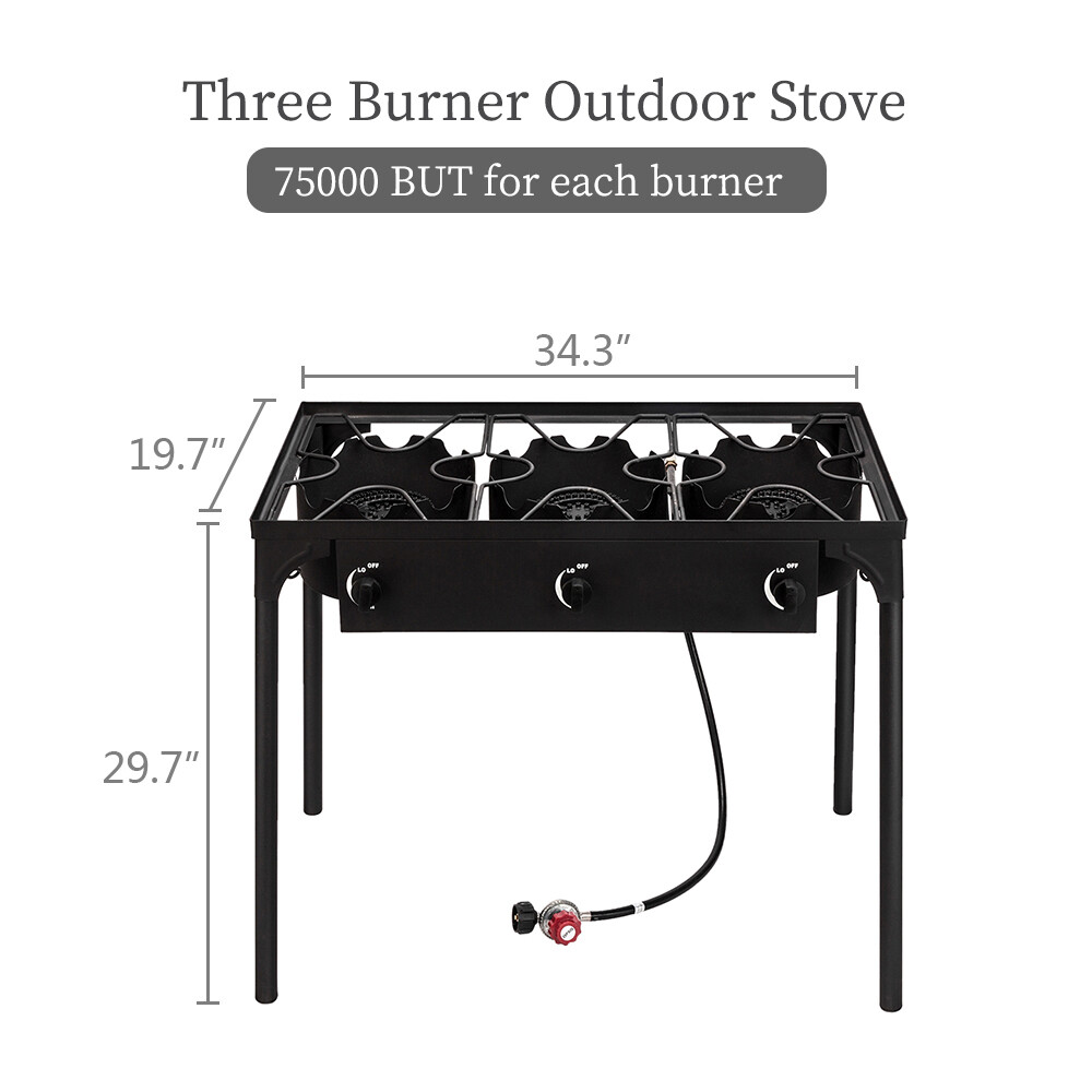 Hot 225000 BTU Propane Stove 3 Burner Gas Outdoor Portable Camping BBQ Grill US
