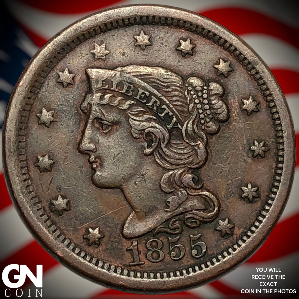 1855 Braided Hair Large Cent M9529