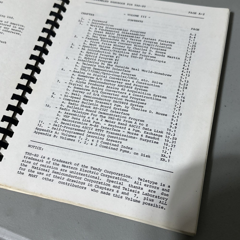 TRS-80 Micro Computer Disassembled Technical Reference Handbook 1980 Free Ship