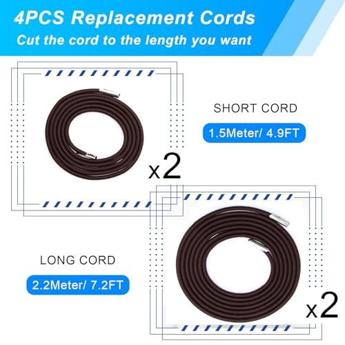 COITEK 4PCS Replacement Cord for Zero Gravity Chair, Universal Elastic Brown