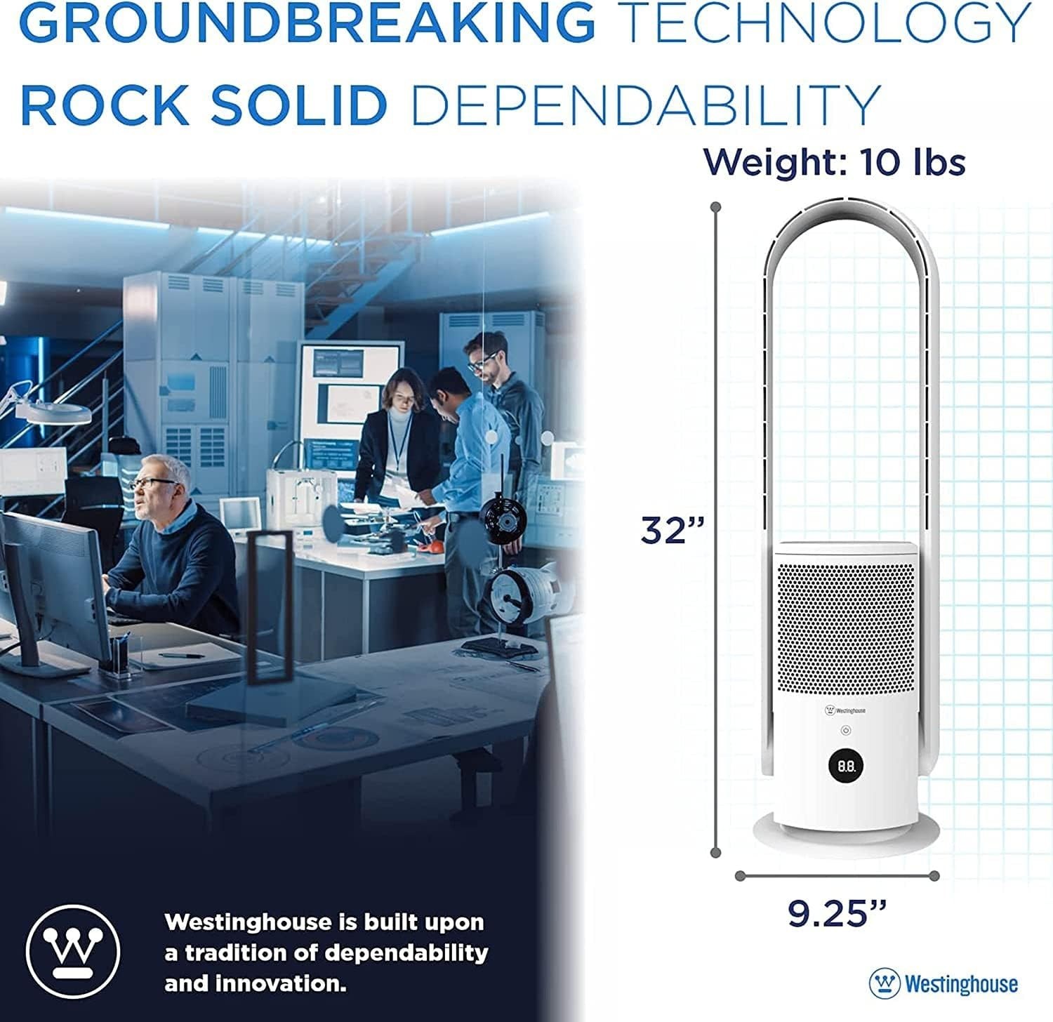 Westinghouse 3 In 1 Bladeless Tower Fan Air Purifier UV White B Stock 32’’