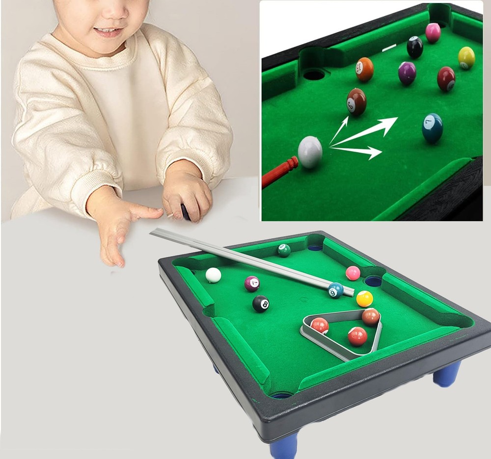 Mini Tabletop Pool Set VariationPortable Billiards Game with Stable Tripod