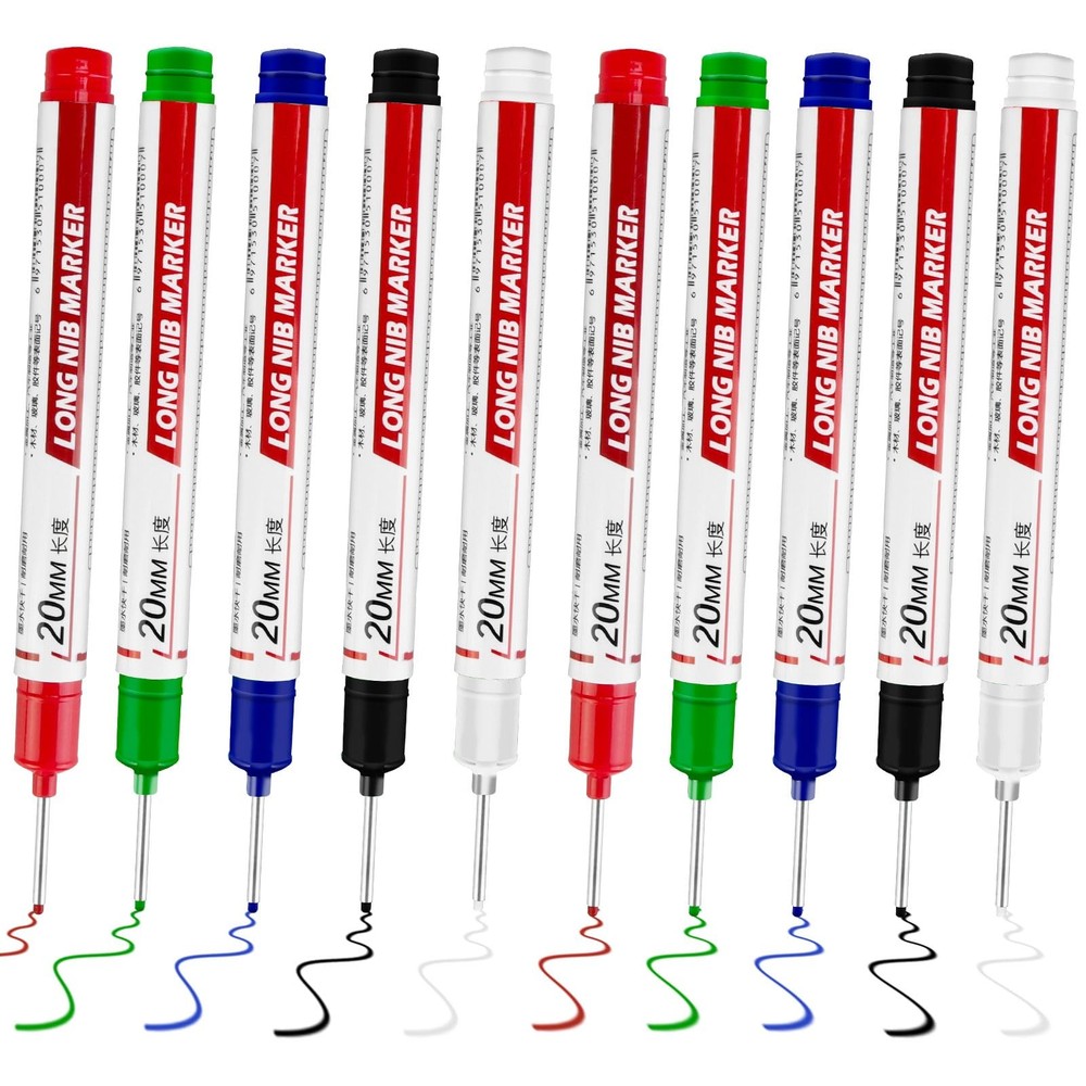 10 Pcs Long Head Deep Hole Marker - Long Nib Markers, Multi-purpose Deep